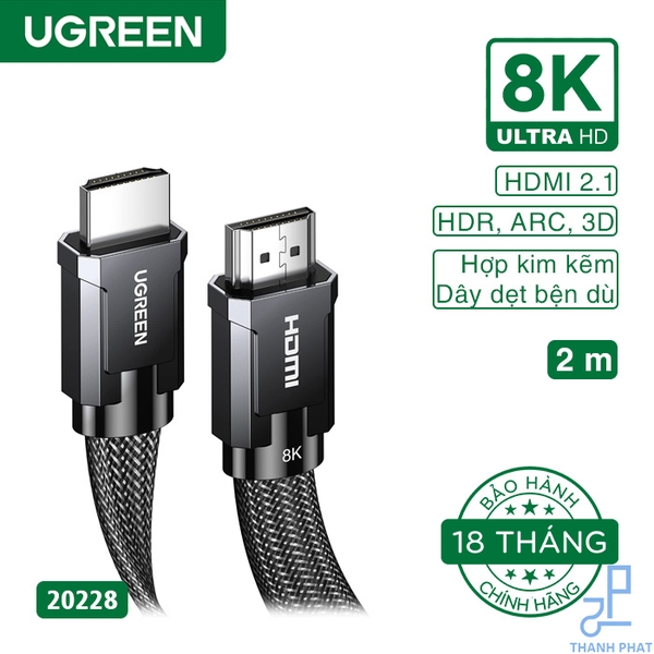 Cáp HDMI 2.1 dẹt dài 2m 8K60Hz Ugreen 20228