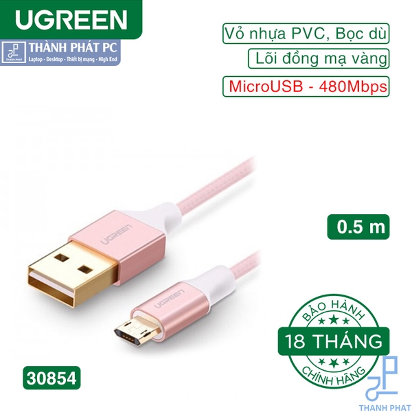 Cáp sạc Micro USB cắm 2 chiều dài 0,5m Ugreen 30854