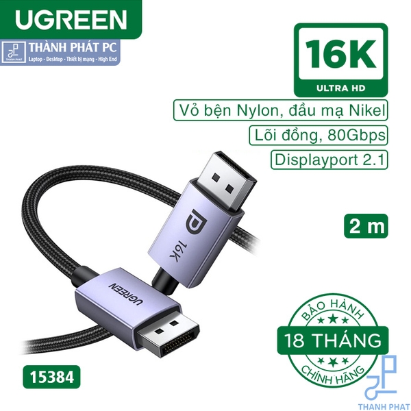 Cáp Displayport 2.1 dài 2m 16K60Hz Ugreen 15384