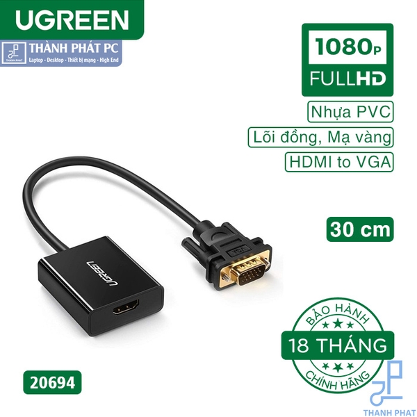 Cáp chuyển đổi HDMI sang VGA có âm thanh Ugreen 20694