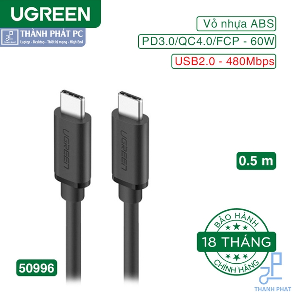 Cáp USB Type-C dài 0,5M chuẩn USB 2.0 Ugreen 50996