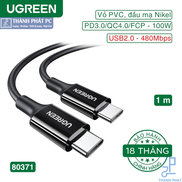 Cáp Type-C PD 100W/5A dài 1m Ugreen 80371