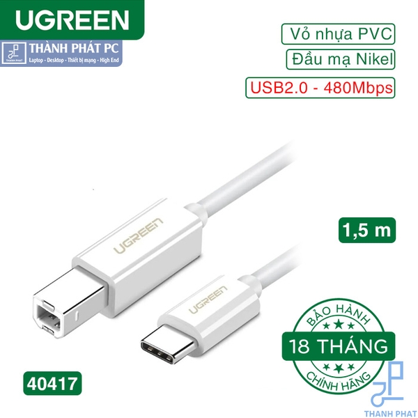Cáp máy in chuẩn Type-C dài 1,5m  Ugreen 40417