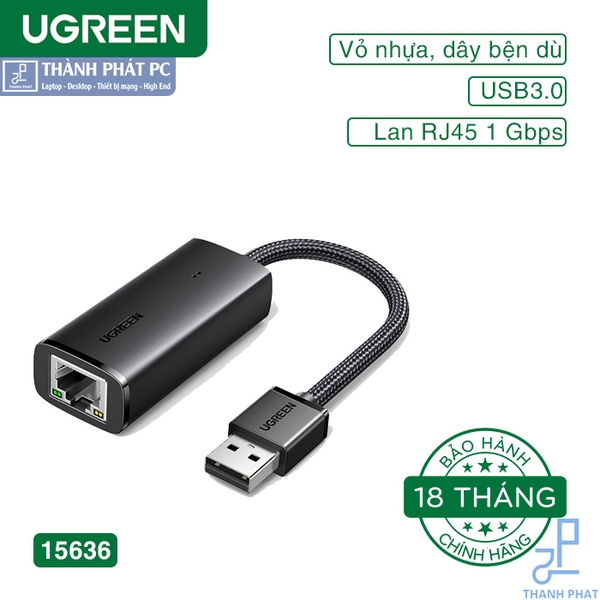 Cáp USB-A 3.0 to Lan Gigabit 10/100/1000Mbps Ugreen 15636