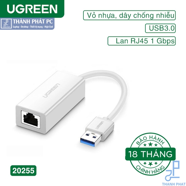 Cáp USB 3.0 to Lan 10/100/1000 Mbps Ugreen 20255