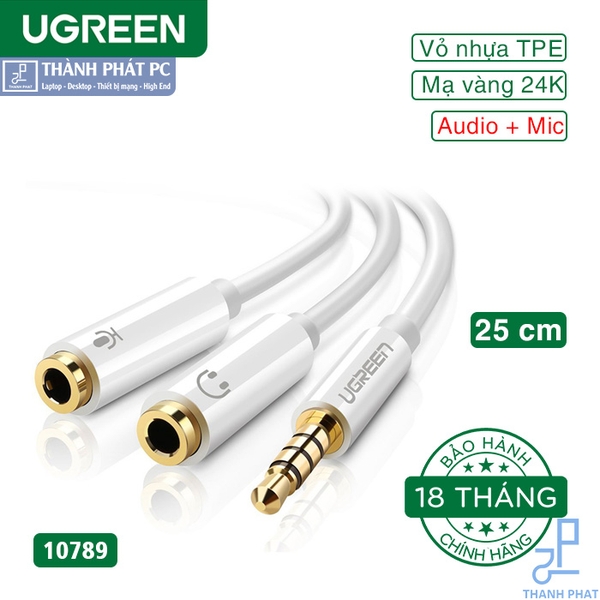 Cáp chuyển đổi tai nghe 3.5mm ra Mic & Loa Ugreen 10789