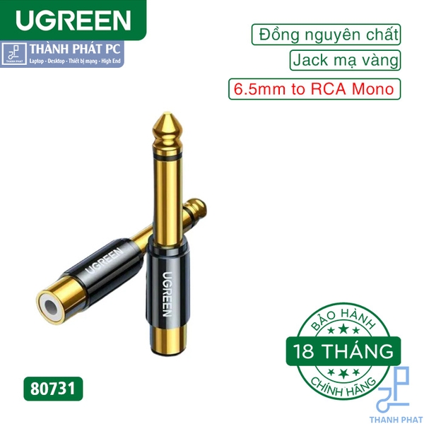 Đầu chuyển đổi âm thanh 6.35mm sang RCA Mono Ugreen 80731