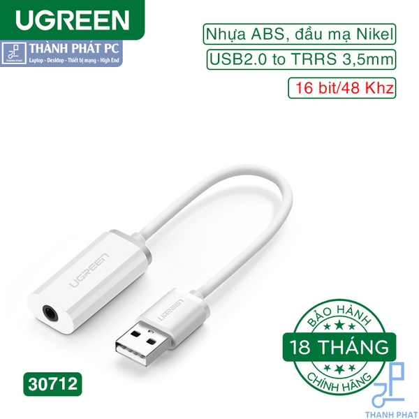 Card sound USB 2.0 to 3.5mm Mic & Loa Ugreen 30712