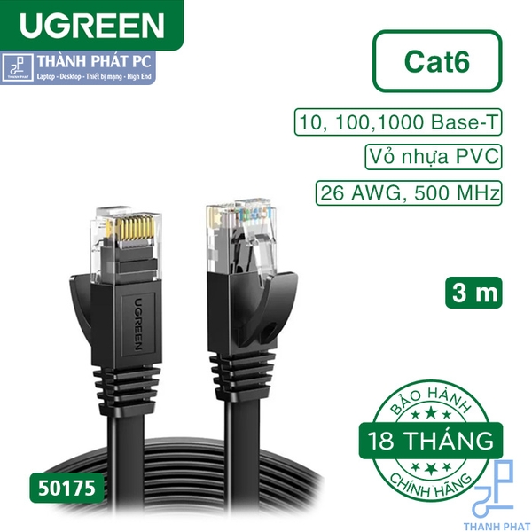 Cáp mạng đúc sẵn Cat6 dẹt dài 3m Ugreen 50175