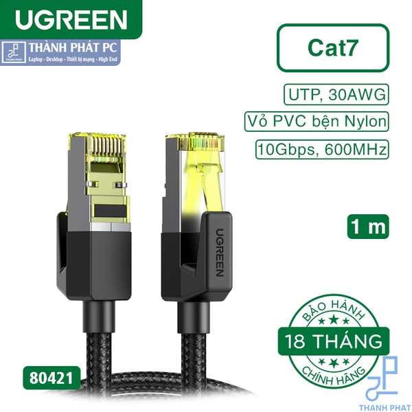 Cáp mạng Cat7 vỏ bọc Nylon 10Gbps dài 1m Ugreen 80421