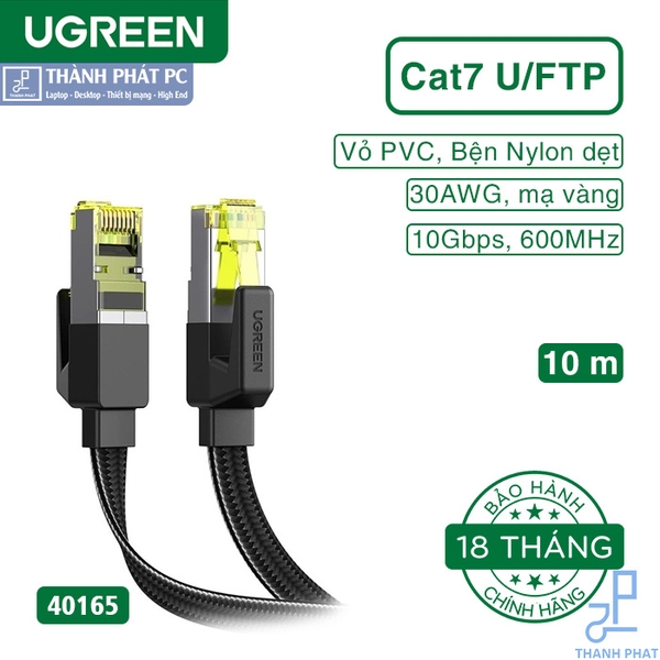 Cáp mạng Cat7 U/FTP đúc sẵn dẹt dài 10m Ugreen 40165