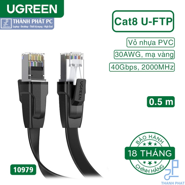 Cáp mạng đúc sẵn dẹt Cat8 U-FTP dài 0,5m Ugreen 10979