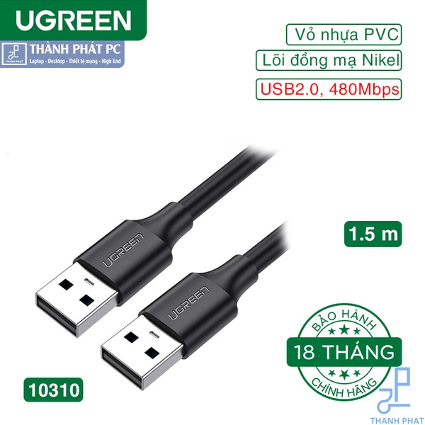 Cáp USB 2.0 2 đầu đực dài 1,5m Ugreen 10310