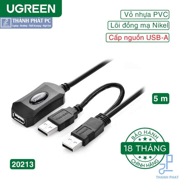 Cáp USB 2.0 nối dài 5m có hỗ trợ nguồn Ugreen 20213