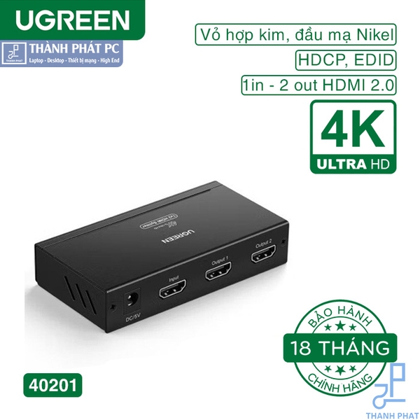 Bộ chia cổng HDMI 1 ra 2 4K30Hz Ugreen 40201