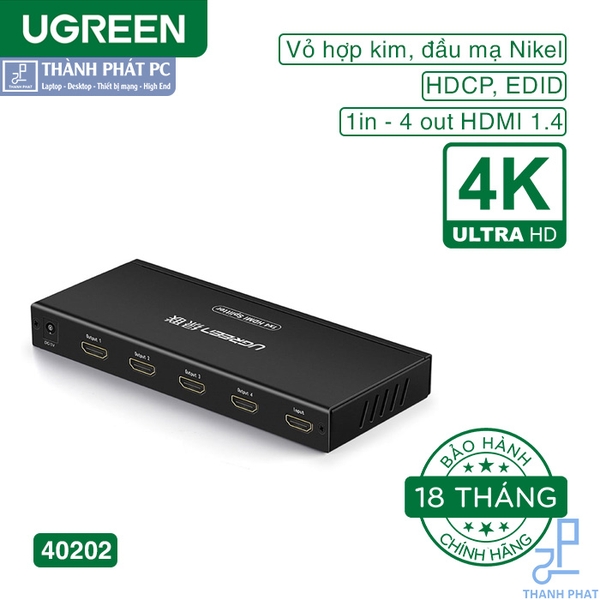 Bộ chia cổng HDMI 1 ra 4 4K30Hz Ugreen 40202