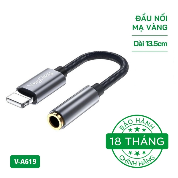 Cáp chuyển đổi VegGieg Lightning sang 3.5mm âm V-A619