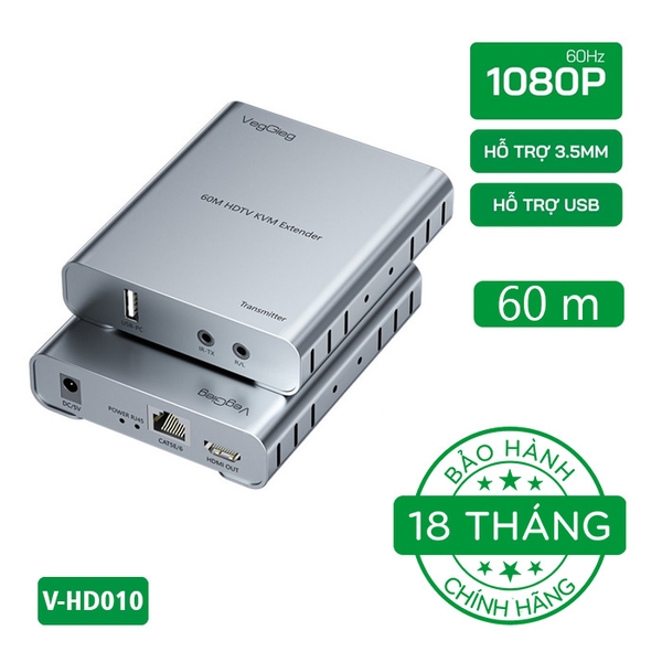 Bộ Mở Rộng HDMI 1080P KVM 60m (USB & Sound) VegGieg V-HD010