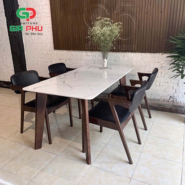 Bộ bàn ăn mặt đá Howard ghế ăn Kai - BBG4
