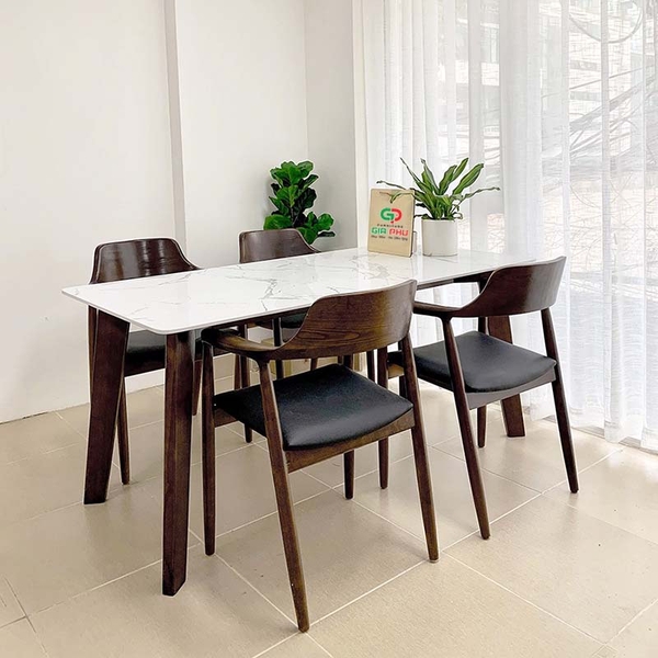 Bộ bàn ăn mặt đá Howard 4 ghế gỗ Hiroshima - BBG14