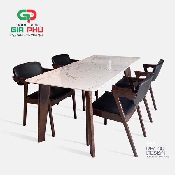 Bộ bàn ăn mặt đá Howard ghế ăn Kai - BBG4