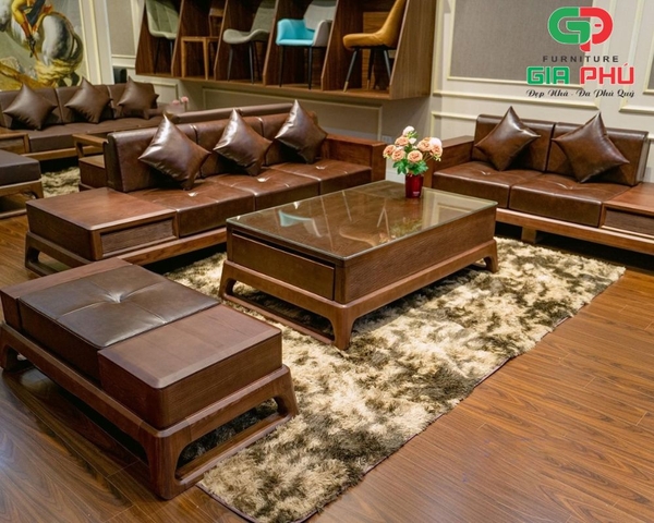 Bộ Sofa Gỗ Chân Nối Văng To - Nội Thất Gia Phú