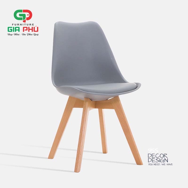 Ghế ăn cafe Eames mặt nhựa chân gỗ Herman Vitra - E9