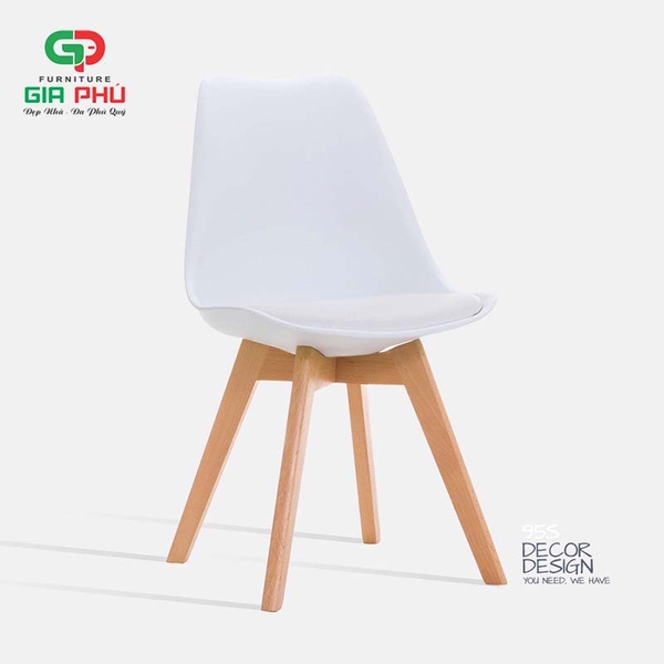 Ghế ăn cafe Eames mặt nhựa chân gỗ Herman Vitra - E9
