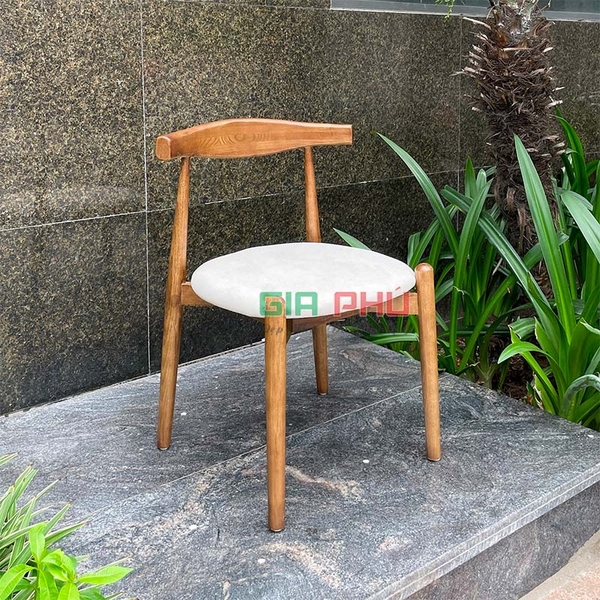 Ghế ăn cafe đẹp - ghế gỗ tự nhiên nệm ngồi tròn Elbow - G4A