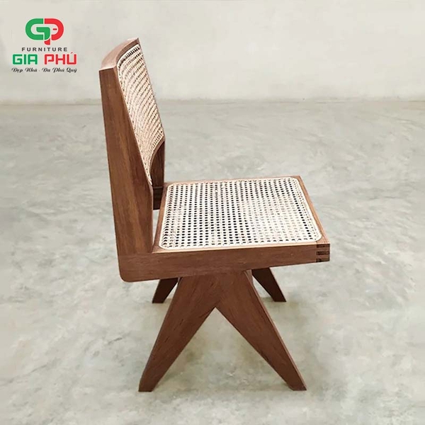 Ghế ăn cafe không tay gỗ mây Leg Prierre Jeanneret nâu Walnut G32-W