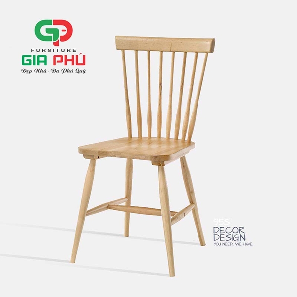 Ghế ăn ghế cafe 7 nan Pinstol gỗ cao su - G12