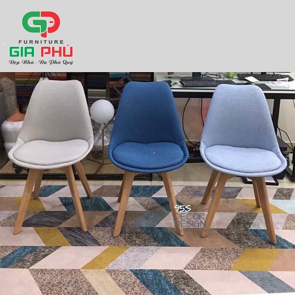 Ghế ăn ghế cafe Eames bọc vải nỉ chân gỗ - E9V