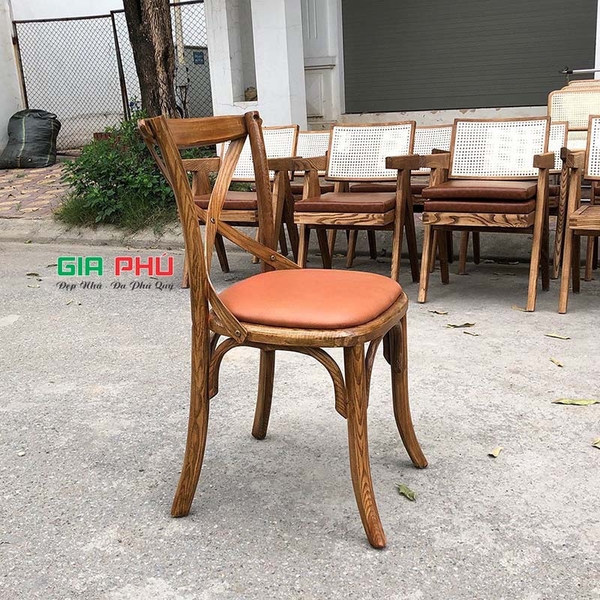 Ghế Bistro gỗ tần bì mặt nệm da - G20B