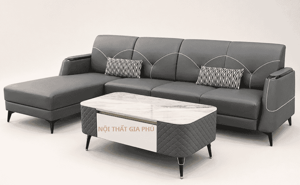 Sofa phòng khách - Sofa góc chữ L mã 301A28C - Sofa da công nghiệp cao cấp sản xuất tại Việt Nam