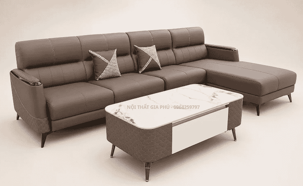 Ghế sofa phòng khách đẹp - Sofa góc chữ L mã 307A17C da công nghiệp cao cấp sản xuất tại Việt Nam