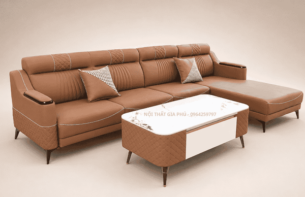 Ghế sofa phòng khách tại Tam Kỳ - Sofa chữ L mã 309A9C da công nghiệp cao cấp sản xuất tại Việt Nam