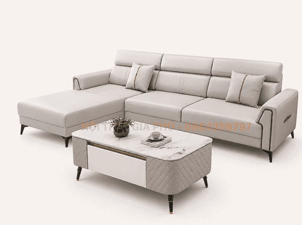 Ghế Sofa phòng khách - Sofa góc chữ L mã 313B14C - Sofa da công nghiệp cao cấp sản xuất tại Việt Nam