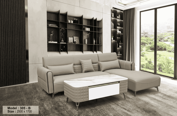 Ghế sofa phòng khách - Sofa Góc Chữ L mã 305B22C - Sofa Da Công Nghiệp Cao Cấp Sản Xuất Tại Việt Nam