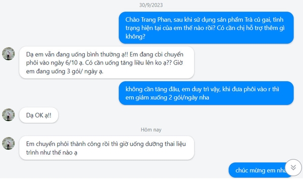 nhờ trà củ gai đã chuyển phôi thành công