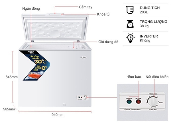 Tủ đông AQUA 203 lít AQF-C3001S