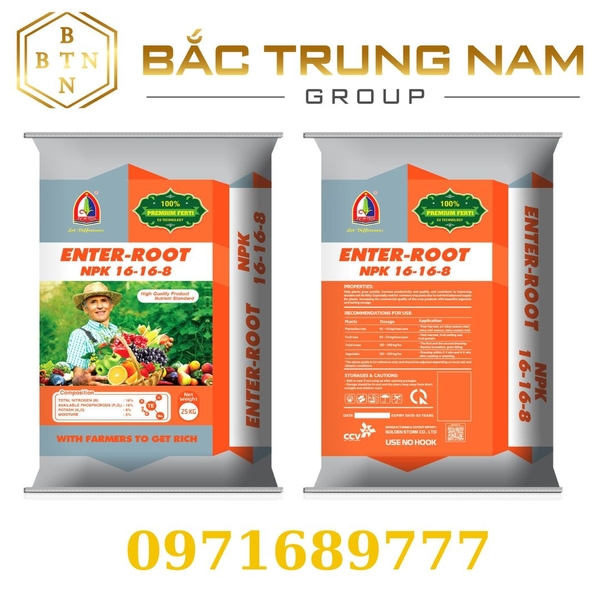 Phân bón Enter-Root NPK 16-16-8+Bo+TE ( 25kg )
