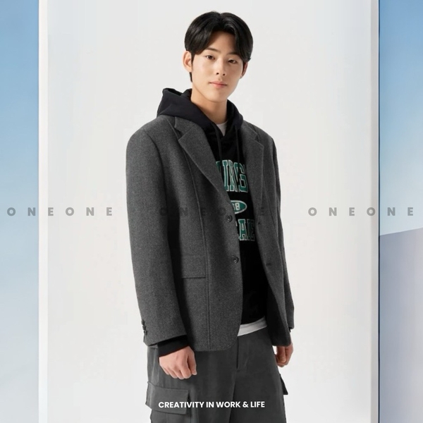 Curved Line Overfit Jacket Ash 424111GY14