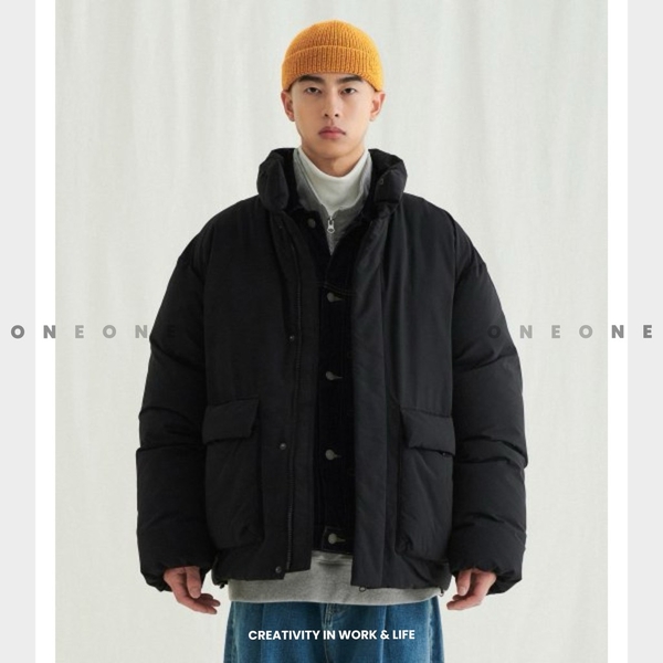Patch Pocket Down Short Puffer Jacket Mabdj701