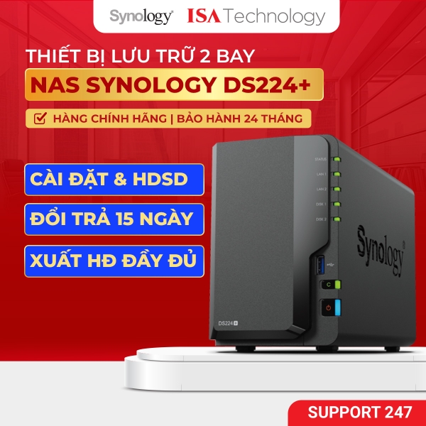 Thiết bị lưu trữ Nas Synology DS224+ 2 bay