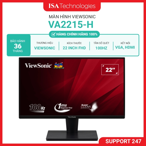 Màn hình máy tính ViewSonic VA2215-H 22 FHD VA 100Hz(VGA, HDMI)