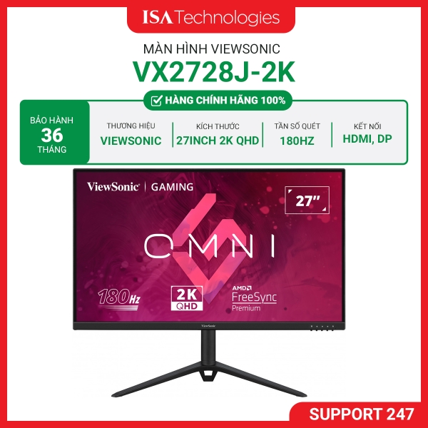 Màn hình ViewSonic VX2728J-QHD-2K Gaming 27 inch, 180Hz, Fast IPS