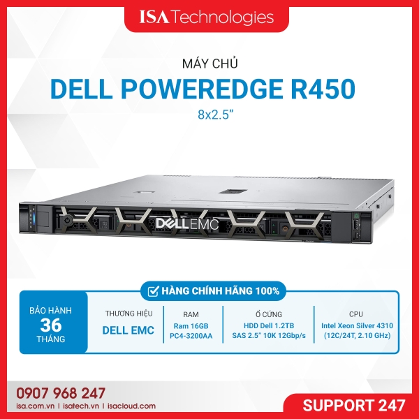 Máy chủ Dell PowerEdge R450 8 x 2.5