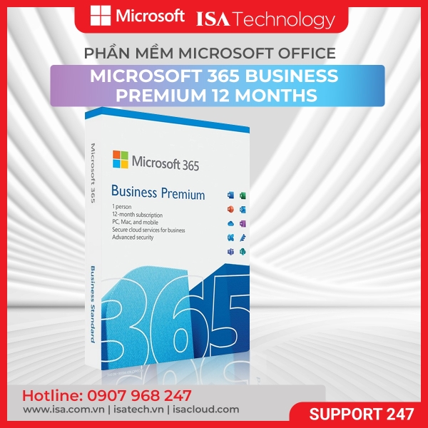 Microsoft 365 Business Premium - Gói 12 Tháng, Ứng Dụng Văn Phòng Đầy Đủ, Bảo Mật Cao