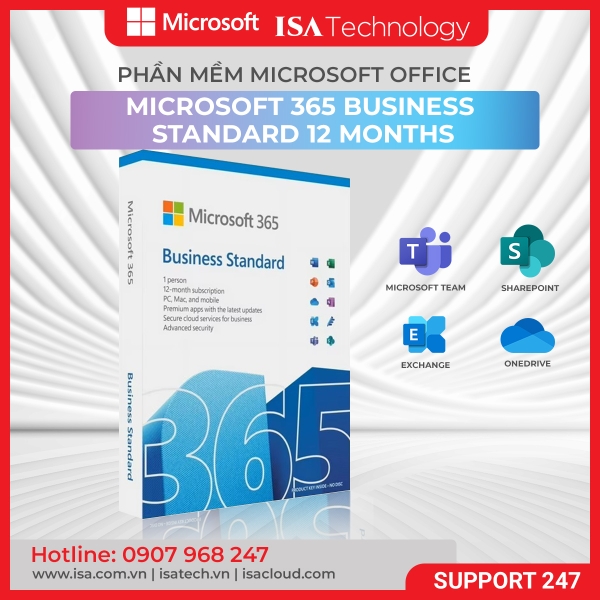 Microsoft 365 Business Standard - Gói 12 Tháng, Email Doanh Nghiệp, Lưu Trữ Đám Mây