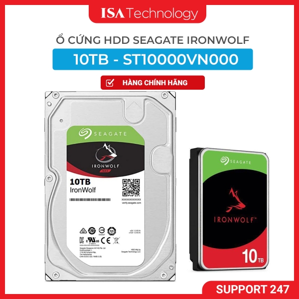 Ổ cứng HDD NAS Seagate IronWolf 10TB – 3.5 inch, 7200 RPM, SATA, 256MB Cache, Chuyên dụng cho NAS
